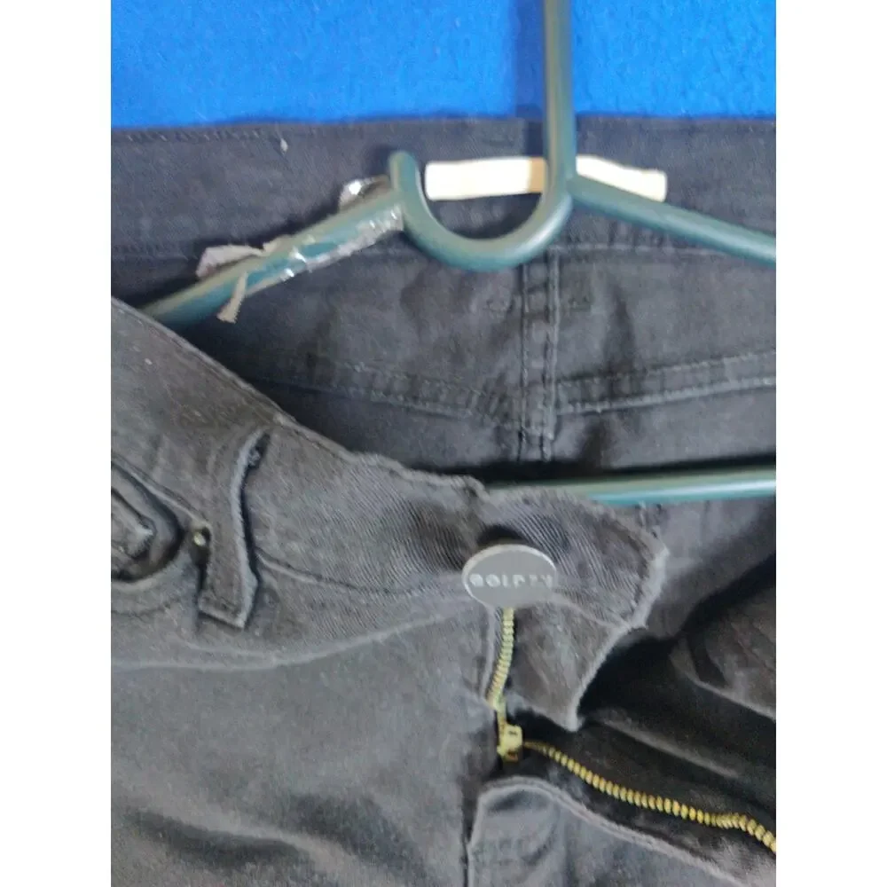 Golden Black Skinny Jeans Women Size 30 Yellow Floral Rose Embroidery Zipper - Picture 2 of 13